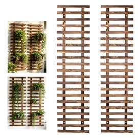 2 Pcs Wall Planter for Indoor Outdoor Plants - Wooden Wall Amounted Plant Holder for Hanging Pots, Vertical Pack Wood Garden Trellis for Climbing Plants Orchid Ivy Vine Rose Patio Home Decor, 47.24"