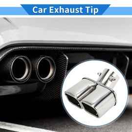 VekAuto Car Exhaust Tail Muffler Cutter for Toyota Rise 1 Piece Square Curved Slant Cut Dual Exhaust Tip 60mm Inlet Length 170mm Stainless Steel Silver Tone Rear Tail Pipe