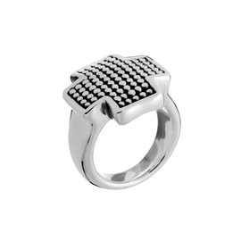 Silverly Men's Women's .925 Sterling Silver Large Chunky Polka Dot Texture Greek Cross Ring, Sterling Silver