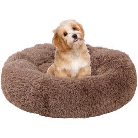 WgoogW Small Dog Bed Cat Bed Calming Donut Washable Fluffy Pet Bed for Puppy Kitten