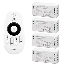lighteu Milight Miboxer Remote Control Kit: Pack of 4X Dual Temperature(Warm White to Cold White) Controller 1 x RF Wireless 4-Zone Remote 4X fut035S + fut007