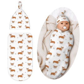 Jarverce Corgi Dog Swaddle Blanket for Baby, Soft Swaddling Sleep Sack for Newborn, Corgi Dog Baby Items Stuff