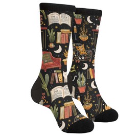 FUNCOOLCY Books Reading Socks For Men Women Funny Novelty Crew Socks Gifts