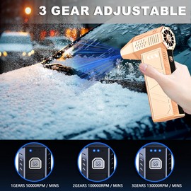 CCV Compressed Air Duster - 150000RPM Electric Air Duster for Cleaning Keyboard&PC 3 Gears Adjustable Rechargeable Cordless Jet Dry Blower Air Blower for Car and Home (F33-GOLD)