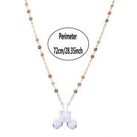 Niltpel Colorful Flower Anti-Lost Necklace Golden Copper Chain Leash Accessories with Magnetic Silicone Case Holder Strap Lanyard for Airpods Pro 3 2 1,72cm (Flowers Colorful copper chain)