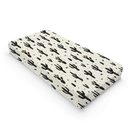 Boho Cactus Changing Pad Covers Retro Black Golden Cactus Baby Changing Pad Sheets for Boy Girl Wild Cactus Western Plants Soft Breathable Stretch Fitted Diaper Changing Table Mat Cover 32''x16''