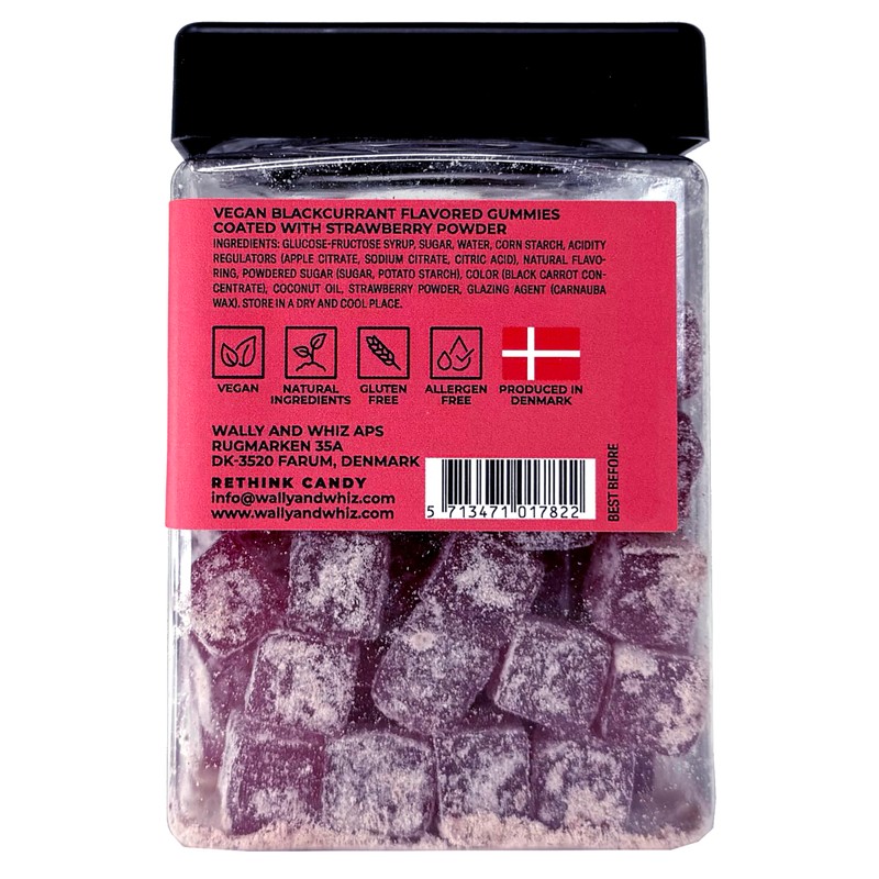 Wally & Whiz Danish Gummy Candy Black Currant with Strawberry