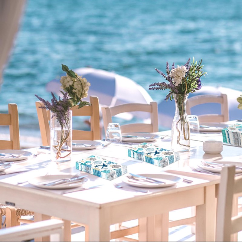 100Pcs Sea Guest Napkins 3 Ply Disposable Hand Towels for