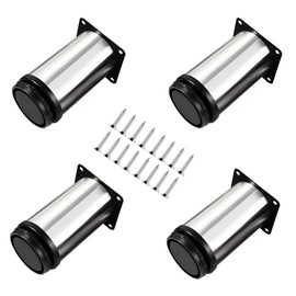 Qrity 4x Cabinet Legs Furniture legs Kitchen Unit Feet Table Legs Adjustable Furniture Feet - Chrome Metal - Adjustable Height (Total:120m)