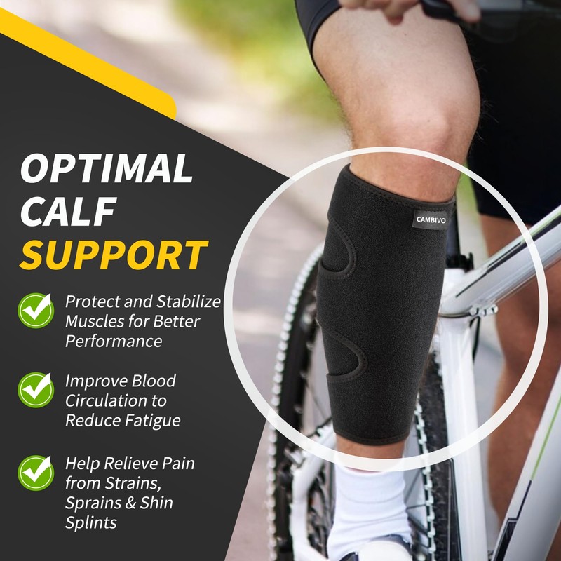 CAMBIVO Calf Support 2 Pack, Adjustable Calf Compression Sleeve Men