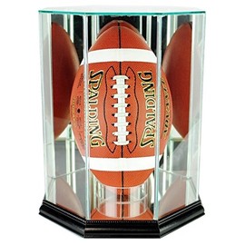 Football Display Case - Upright with Glass Top and Octagon Black Base - With 50% UV Protection!