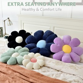 Sioloc Flower Pillow,Flower Shaped Throw Pillow Butt Cushion Flower Floor Pillow,Seating Cushion,Cute Room Decor & Plush Pillow for Bedroom Sofa Chair(Green,23.6" ), 1 Count (Pack of 1)