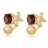 HolidayQbee Starfish Shell Earrings for Women, Hypoallergenic Statement Earrings Gold