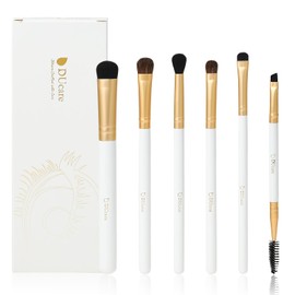 DUcare 0602 Eye Shadow Brush, Set of 6, Dedicated Brushes, Natural Horse Hair, Cosmetic Brushes, Super Soft, Fine Makeup Brushes, Attractive Eyes, Makeup Tool, White