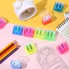 KOLZEMV Pack of 4 4 Colours Pencil Sharpener with Container,