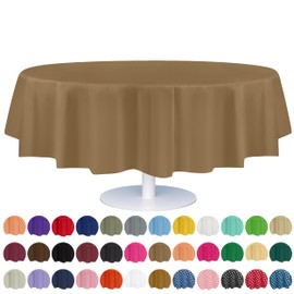 Grandipity Gold Plastic Table Cloth Disposable (6 Pk) 84in Round Tablecloth Premium Party Table Cloths Disposable - Perfect Table Cloth Round Cover for Any Table Up to 6 Feet