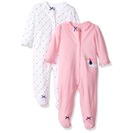 Little Me baby girls 2 Pack Footie, Pink/Multi, Preemie US