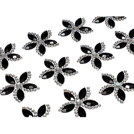 Craftbuddy US CB054 12 Black Diamante Self Adhesive Stick on Flower Gems Wedding Craft