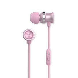 Hypercel Metallic Earbuds, Dynamic Stereo Sound with 10mm Neodymium and Noise Isolation, in-line mic and Multi-Function Button - Rose Gold