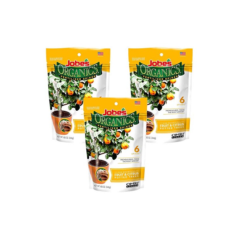 Jobe’s Organics Fruit & Citrus Tree Fertilizer Spikes, 3-5-5 Time