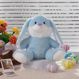 HollyHOME Bunny Stuffed Animal, Easter Bunny Plush Toys, Soft and Cuddly Stuffed Rabbit Easter Gift for Kids Baby Girls 10 inch Blue