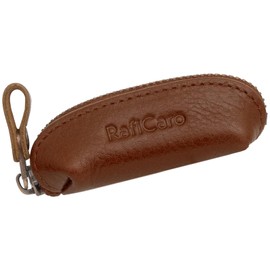 RafiCaro Small Coin Case, Genuine Leather, Key Chain, Small, Mini, Coin Purse, Compact, Italian Leather, darkbrown