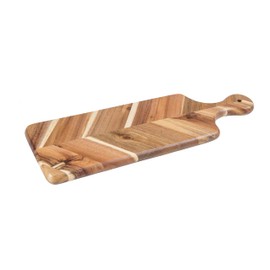 Lipper International Acacia and Rubberwood Herringbone Charcuterie Paddleboard for Hors D’oeuvres, Cheeses, Meats or Snacks, 17 3/4" x 6" x 3/4"