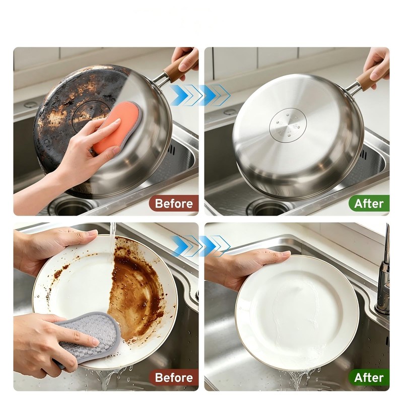 Kitchen Sponges for Washing Dishes, 1 Inch Thick Dual-Sided Dish