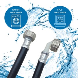 LICHTBLAU Hot Water Inlet Hose 90° Degree I 6 m I 3/4 Inch Washing Machine Dishwasher I 2996 I Hot Water Hose with Metal Thread I Includes Seal