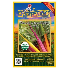 Everwilde Farms - 100 Organic Rainbow Swiss Chard Seeds - Gold Vault Packet