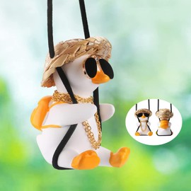 Cool Swinging Duck Car Hanging Ornament Cute Car Decor Rear View Mirror Accessories Interior for Women Men Teens Truck Rearview Christmas Tree Decorations Things Fathers Day Funny Gifts for Mom Dad