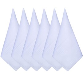 BEHAHAI 6 Pack Cotton Handkerchiefs, Mens Soft Pure White Cotton Handkerchiefs Suit Handkerchief Hankies Large Pocket Squares Hankies 16" x 16" (40cmx40cm)