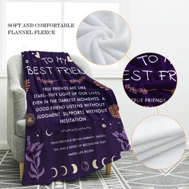 Jekeno Blanket Gifts for Best Friend Women, Best Friend Birthday Gifts, Sister Bestie BFF Soul Friendship Gift Ideas for Women Girls 50"x60"