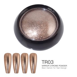 Chrome Nail Powder Metallic Mirror Effect Shiny Glitter Nail Art Decoration Manicure Rubbing Iridescent Pigment Dust Resin Craft 0.5g Jar - Amber Gold Color