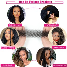 Afro Twist Hair 3 Packs and 1 Piece Crochet, Springy Afro Twist Hair for Soft Locs Hair Extensions (1B#,24 Inch (Pack of 3))