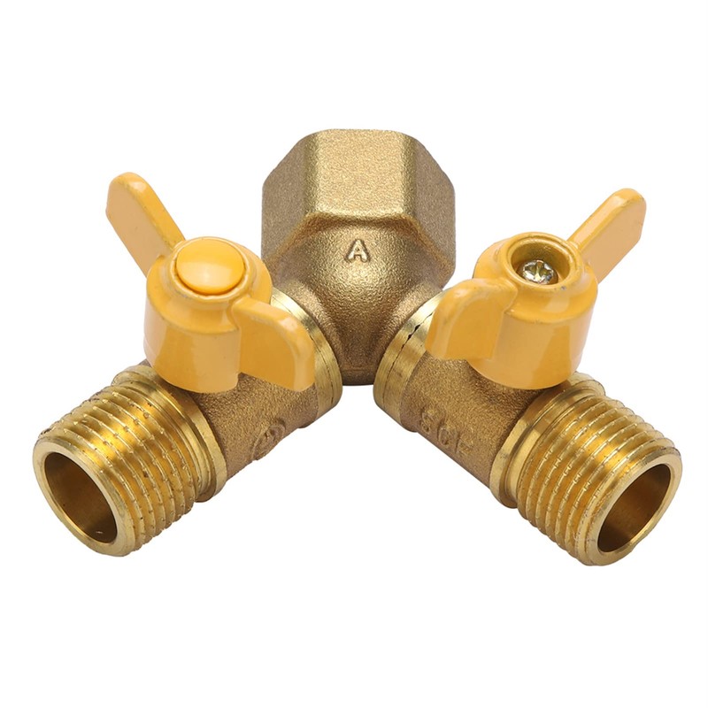 G1/2 Brass Garden Irrigation 2 Way Y Hose Splitter Double
