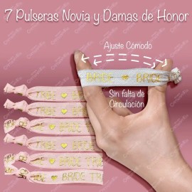 Pulseras Despedida Soltera Bride Damas Honor Rosa Bacheloret Rosa