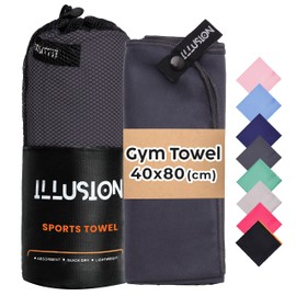 illusion Small Microfibre Gym Towel for Active Sports (40x80cm) - Lightweight Quick Dry Towel - Ideal for Cardio, Cycling, Strength Training, Yoga, and Running, Perfect for Athletes Training Outdoors