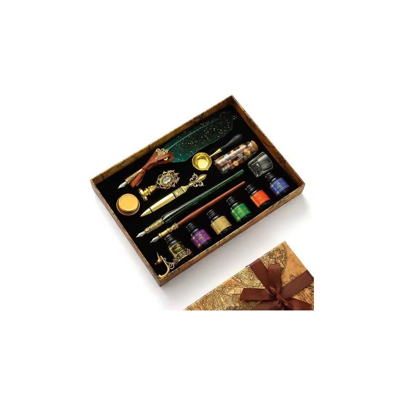Feather Fountain Pen Set for Calligraphy Writing – Retro Style