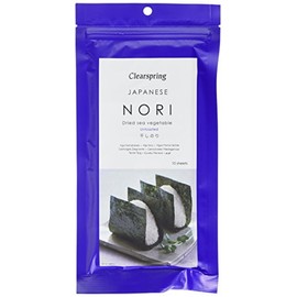 Clearspring Untoasted Japanese Dried Sea Vegetable Nori Sheets 25 grams (Pack of 3)