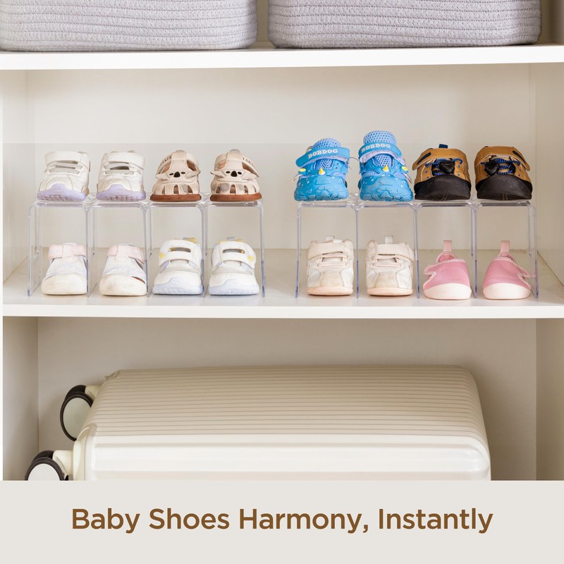 HBlife Clear Acrylic Kids Shoe Rack for Closet Organizers and