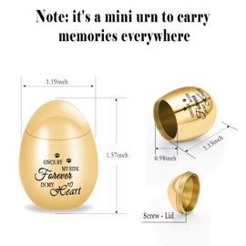 QGJNSGC Small Keepsake Urns for Ashes, Mini Urns for Ashes, Stainless Steel Memorial Ashes Holder, Egg Shape, Ashes, Urn Forever in My Heart