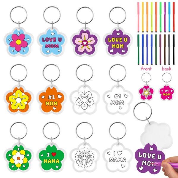 BeYumi Mother's Day Keychains Crafts - 24Pcs Color Your Own