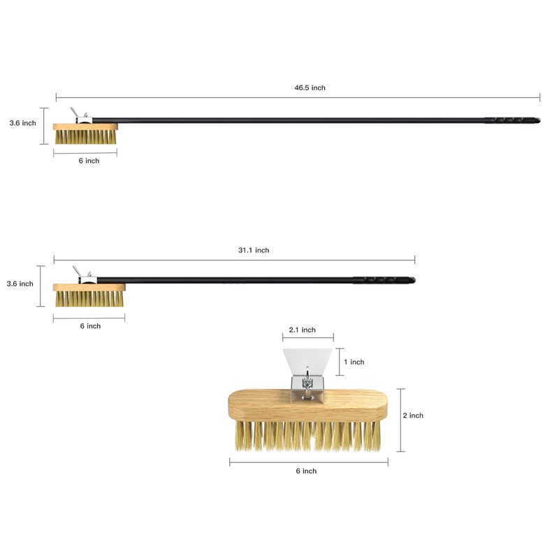 G.a HOMEFAVOR Pizza Oven Brush with Scraper, 46.5 inch Long