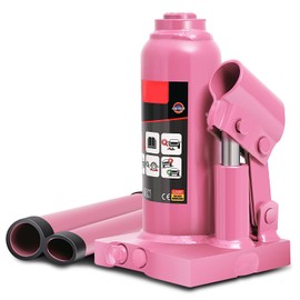 Auto Dynasty Bottle Jacks Labor-Saving Garage Welded Hydraulic Bottle Lift Jack for Automotive Truck Pickup Maintance 2 Ton (4000 lbs) Capacity Lifting Range 6.3" to 11.8", Pink