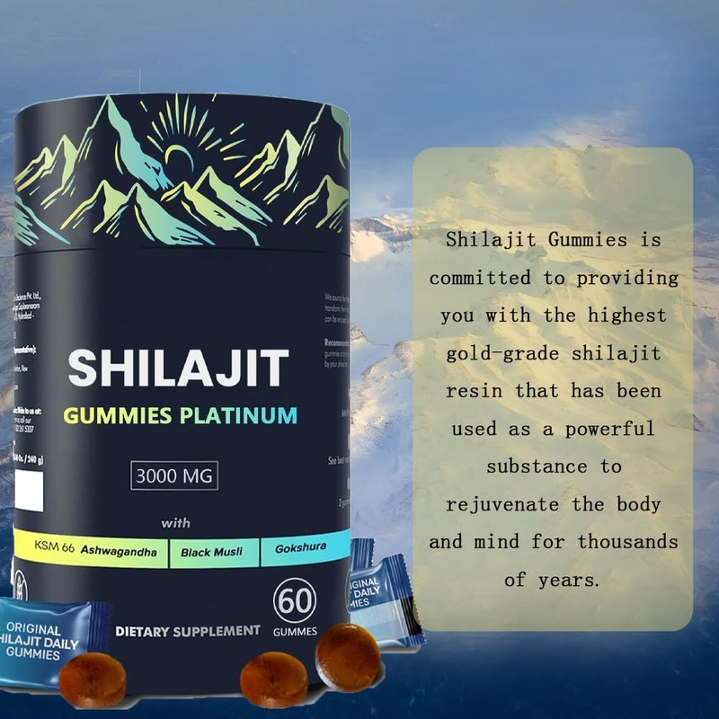 100% Shilajit Gummy Platinum-Shilajit Gummies, Pure Himalayan Platinum Shilajit 3000mg
