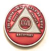 28 Year AA Medallion - Red Tri-Plate,Alcoholics Anonymous, Sobriety Chip,