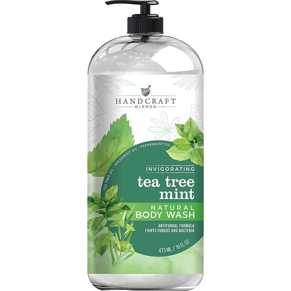 Handcraft Tea Tree Mint Body Wash 16 oz - Extra Strength Body Wash For Athletes Foot, Nail Fungus, Itchy Skin, Jock Itch, Acne and Eczema - Tea Tree Mint Body Wash For Men & Women