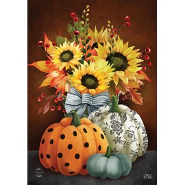 Patterned Pumpkins and Sunflowers Fall House Flag 40" x 28" Briarwood Lane