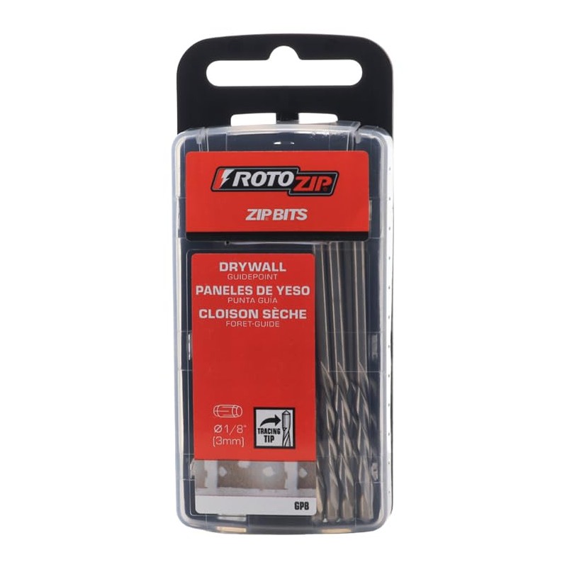 RotoZip GP8 1/8-Inch Guide Point Drywall Cutting Zip Bit, 8-Pack,